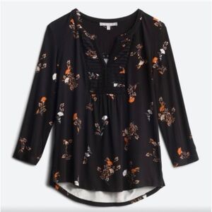 Daniel Rainn | Petoka Split Neck Knit Top, 3/4 Sleeves Black